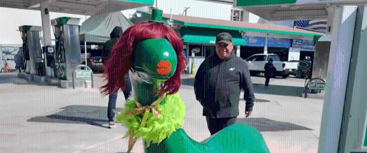 Beloved Sinclair Dinosaur Stolen from Brentwood Station; Video Shows White Pickup Getaway