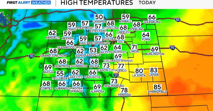 Cold front brings cooler temperatures to Colorado on Sunday
