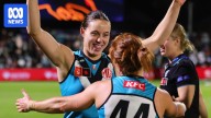 Indy Tahau breaks AFLW goal-kicking record as Port upsets Adelaide by seven points