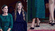 Queen Letizia and Princess Sofia Coordinate in Black Patent Slingbacks