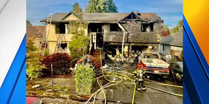 Vancouver home, 2 cars damaged in large fire after reported explosions