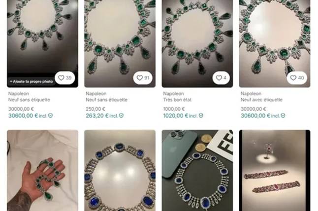 Fake Louvre jewellery goes on sale online for £100,000 after heist