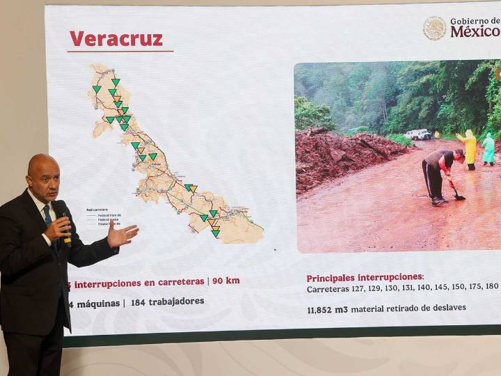 Destaca SICT resolución de 130 de las 132 afectaciones en carreteras por lluvias en México