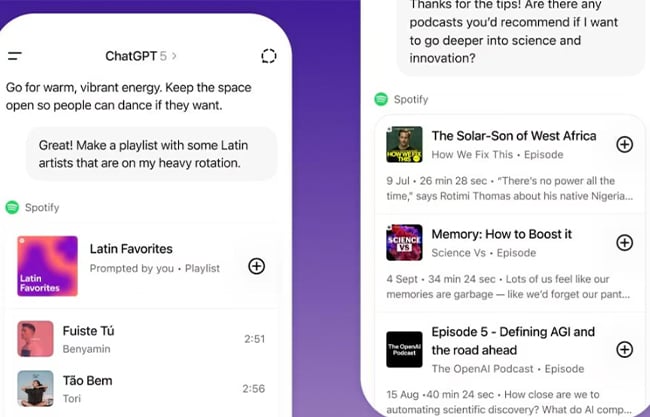 Spotify se integra a ChatGPT para crear playlists