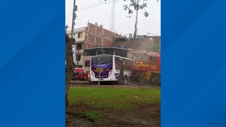 Cámaras captan el preciso momento del violento choque entre tren, bus y Tico en El Agustino