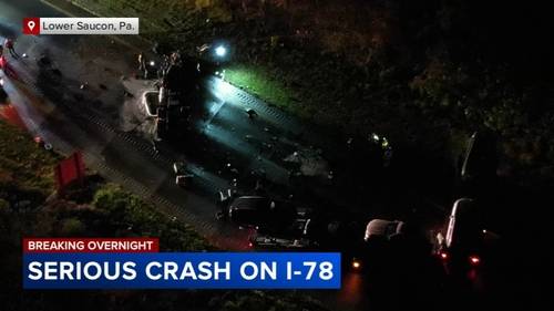 I-78 EB reopens after crash involving 2 tractor-trailers closes highway in Lower Saucon, Pennsylvania
