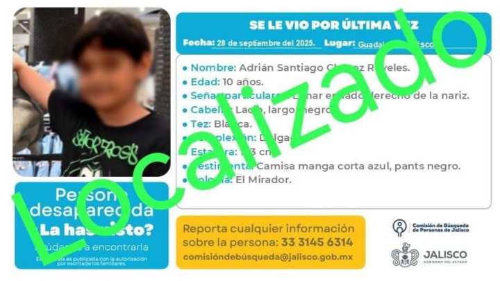 Encuentran con Vida a Adrián, Niño de 10 Años Reportado como Desaparecido en Zapopan