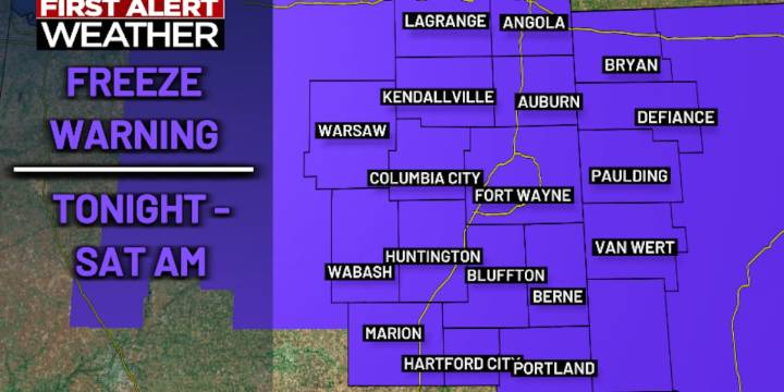First Alert Forecast: Freeze Warning in effect, slightly warmer over the weekend