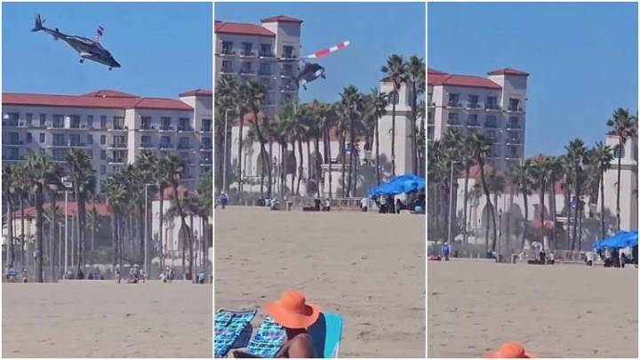 Momento en que helicóptero se desplomó en California 🎦