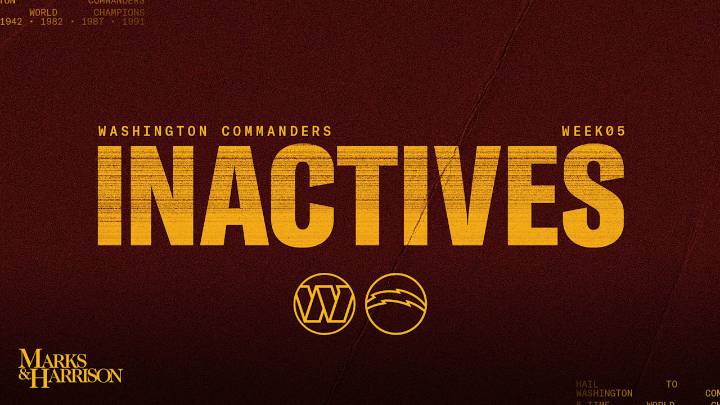 Commanders vs. Chargers Week 5 inactives