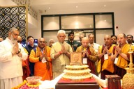 LG Sinha arrives Delhi with Holy Relics of Buddha