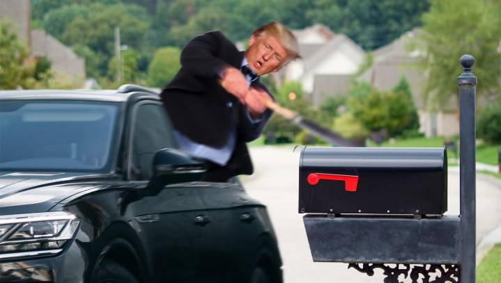Trump Drives Around Playing Mailbox Baseball In Latest Voter Suppression Scheme