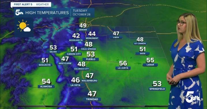 Highs only reach the 40s and 50s in southern Colorado on Tuesday
