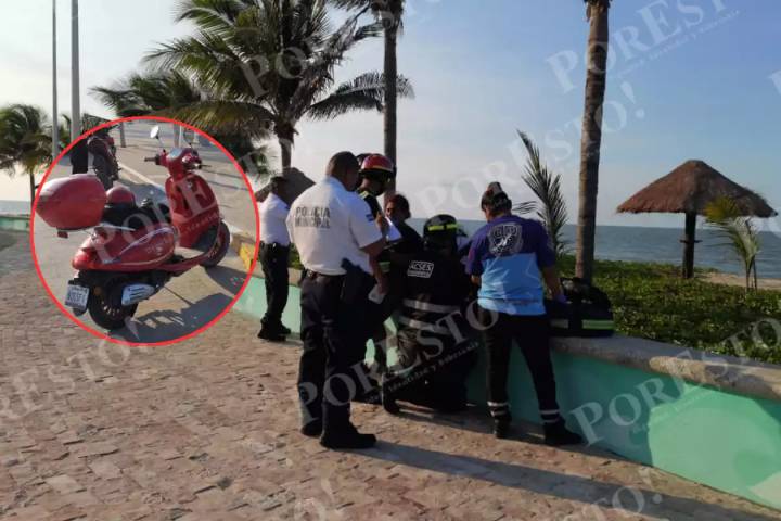 Accidente en motoneta deja lesionados a madre y dos menores en Ciudad del Carmen