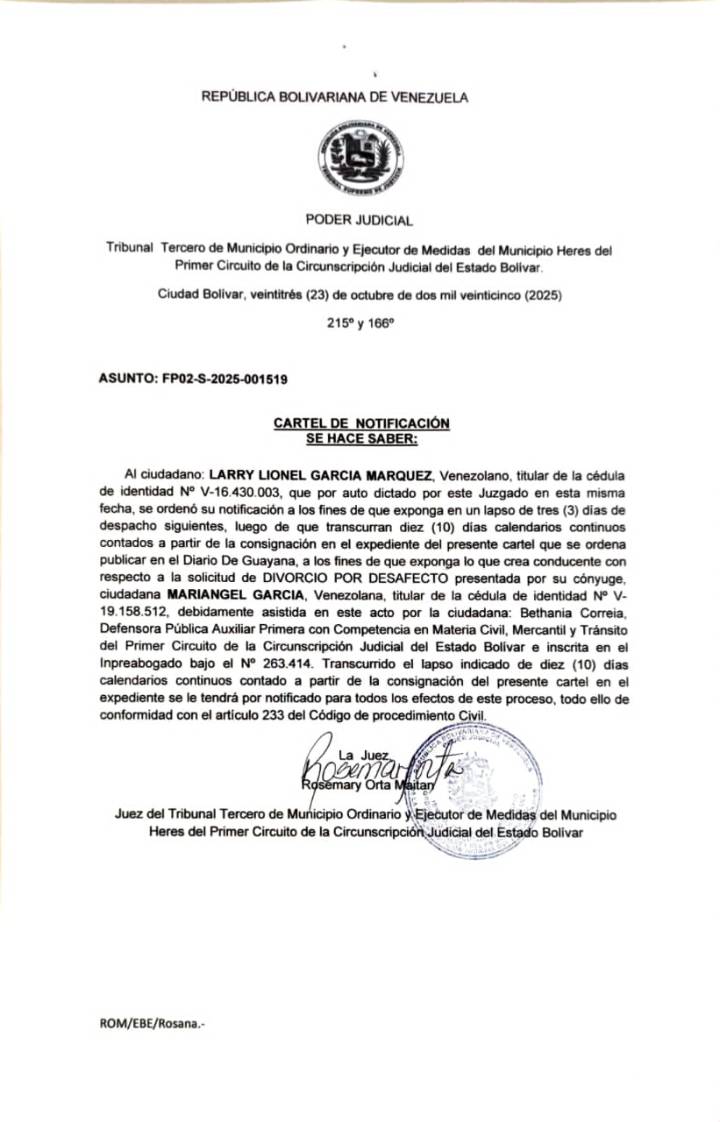 CARTEL DE NOTIFICACION
