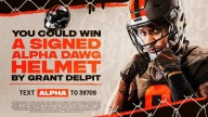 Text for chance to win a signed Alpha Dawg helmet