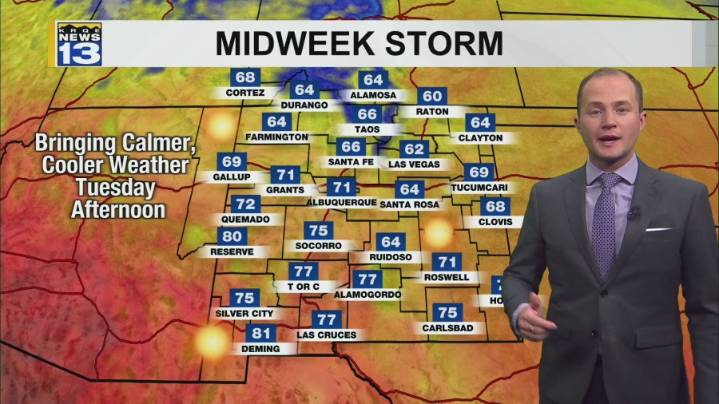 Calmer, cooler weather returns Tuesday