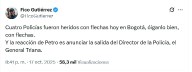 Fico Gutiérrez explota: «cuatro policías heridos con flechas» y Petro responde con salida de General de la Policía