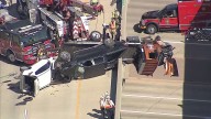 Wrecker crashes, cab dangles off Sam Rayburn Tollway in McKinney