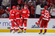 Edvinsson scores two goals as Red Wings erase four-goal deficit, beat Blues 6