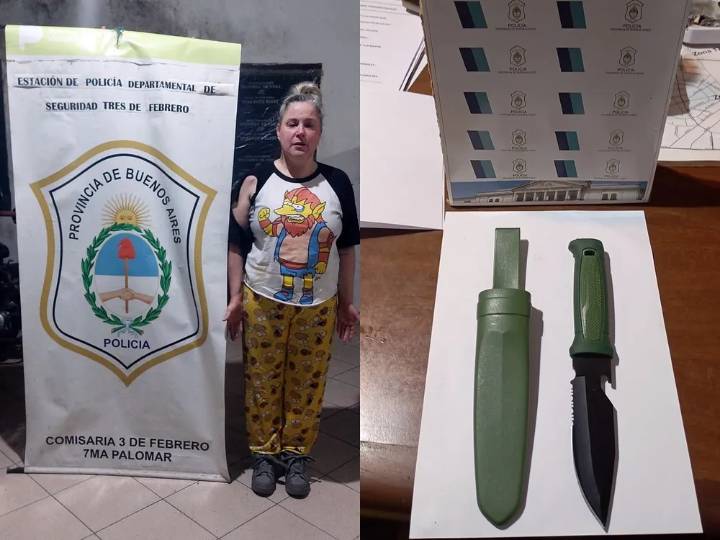 Detuvieron a una mujer con un cuchillo que agredió a fotógrafos en el acto de Javier Milei en Tres de Febrero
