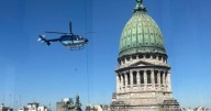 Un helicóptero sobrevoló el Congreso en medio de un simulacro
