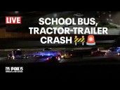 School bus, tractor-trailer crash delays traffic on I