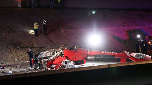 Medical helicopter crashes onto Sacramento highway, 3 crew members in critical condition