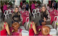 Mujer lanza cazuela con comida en evento en Mazatlán y usuarios la apodan “Lady hambreada”⁠