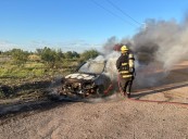 Se incendió un auto de Uber en la zona sur de la ciudad
