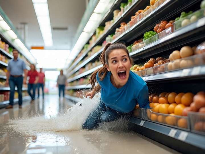 Resbaló, cayó... y el súper paga