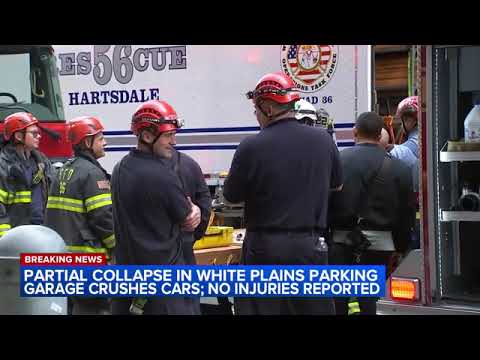 Cars crushed by partial parking garage collapse in New York