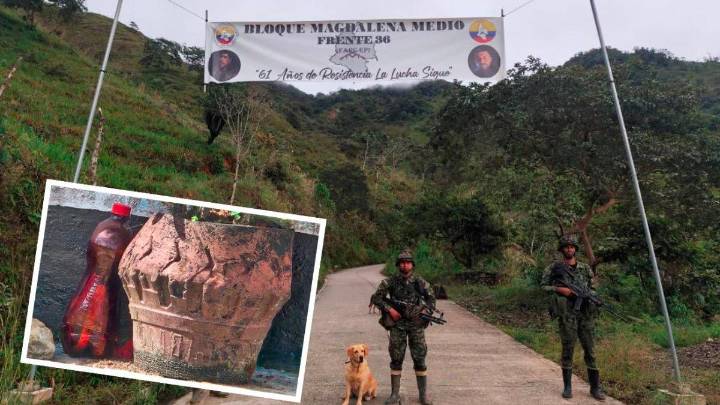 Ejército encontró explosivo en una botella y varias banderas de las disidencias de las Farc en Briceño, Antioquia