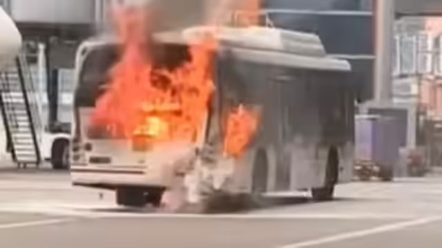 Air India service bus catches fire near Delhi Airport Terminal 3
