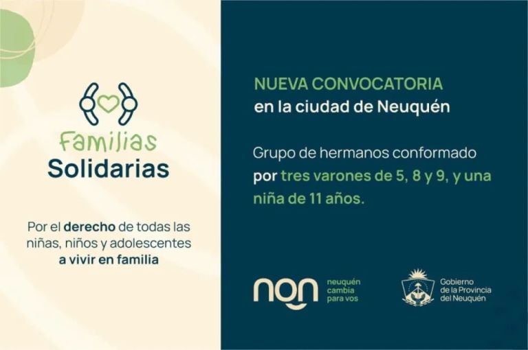 Convocan a Familias Solidarias para acompañar a un grupo de cuatro hermanos